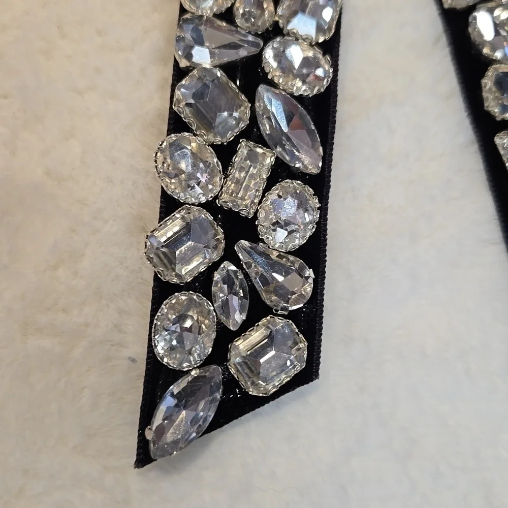 Piper K Black Satin Bow with Crystals Barrette Wedding Formal